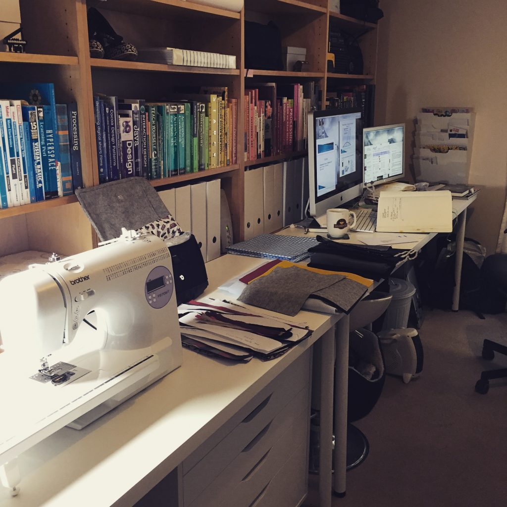 desk and books