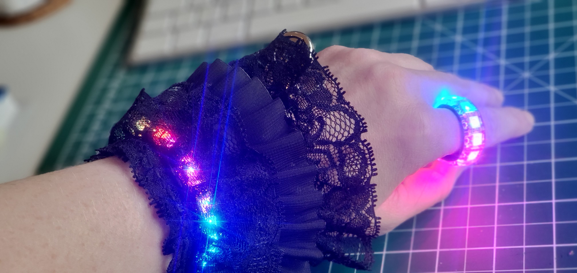 neopixel wrist and finger jewelery