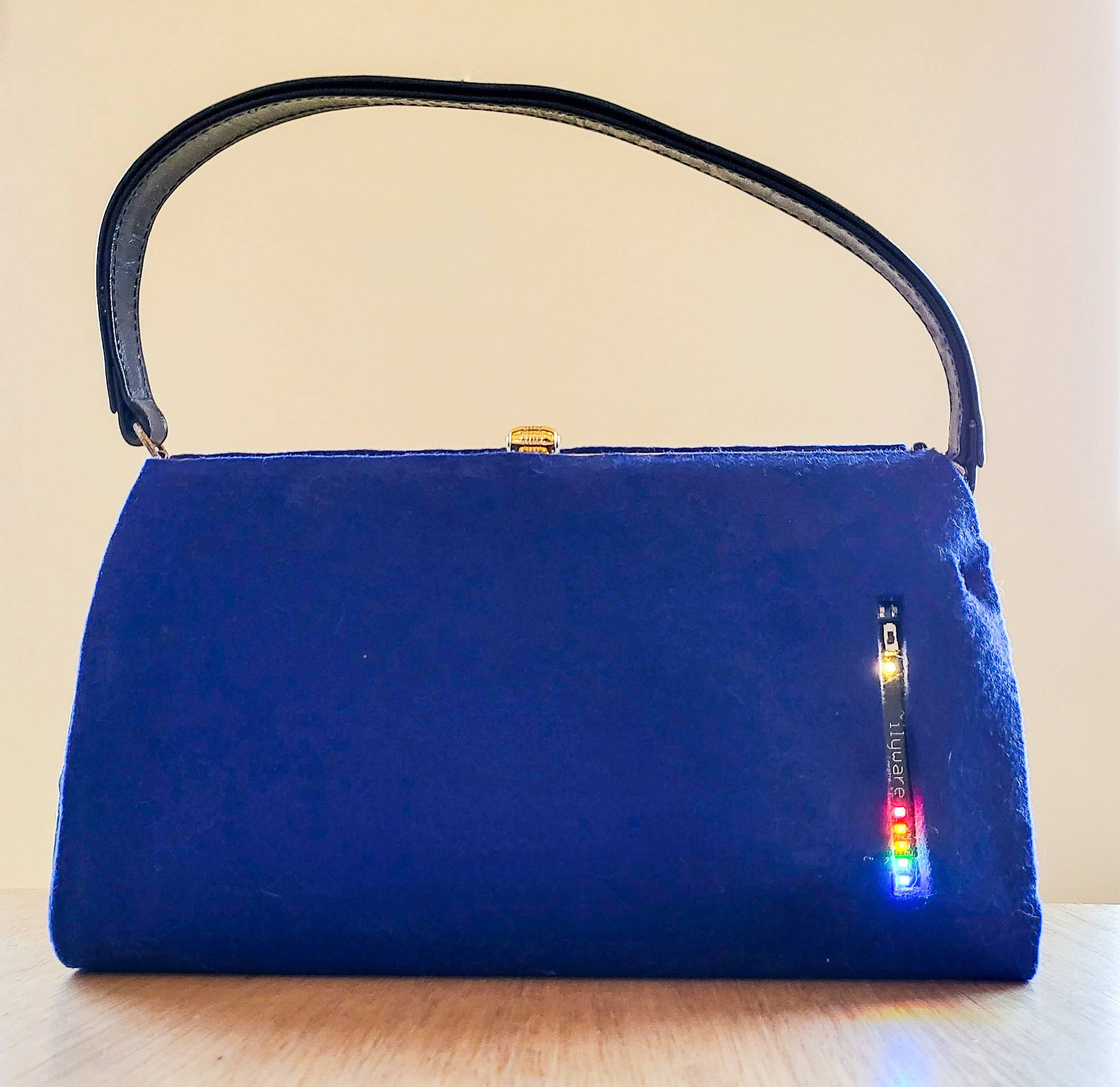 electronic handbag with lights on the front