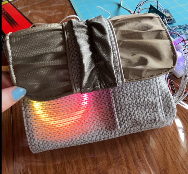 electronic handbag with lights on the front